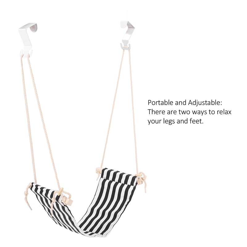 Footrest Black and White Streaks Soft Breathable Adjustable Foot Hammock