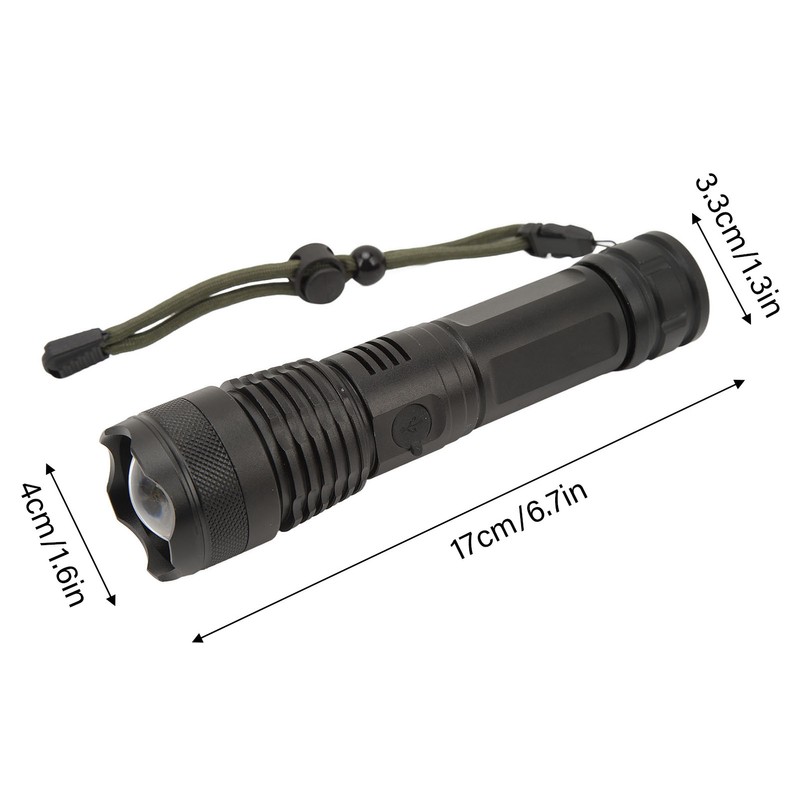 Strong Light Flashlight Aluminum Alloy USB Rechargeable Telescopic Zoom White