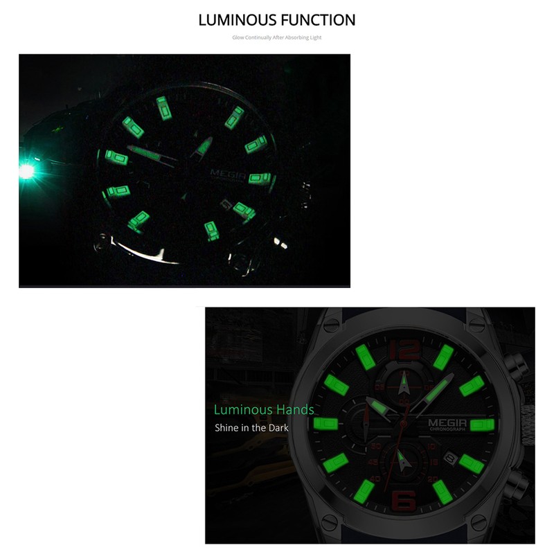 MEGIR 2063 Multifunctional Luminous Chronograph 3ATM Waterproof Men's Sports Watch