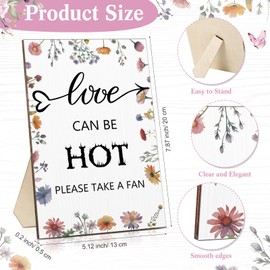 Anglechic 51 Pcs Wedding Fans for Guests Wedding Favor Paper Fans with Handle Bulk Table Sign for Ceremony Bridal Party Decoration(White,Wildflower)