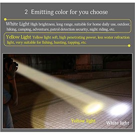 Superbright LED Headlamp 2 Light Mode Waterproof Headlight Built-in 3x18650 Rechargeable Batteries Adjustable Gold Head Troch (White light)