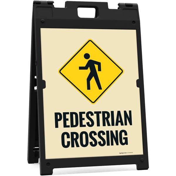 Pedestrian Crossing Sidewalk Sign Kit, 18x24 Inches, With A Frame