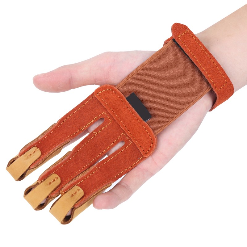Outdoor Three Finger Guard Glove Traditional Recurved Bow Shooting Archery