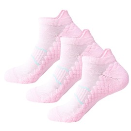 Actreve Running Socks, Women's, Men's, Kids, Sports, Thick, Trelan Socks, For Children, Set of 3 Pairs, light pink