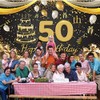 Happy 50th Birthday Backdrop Banner 70.8 x 43.3 Inch, 50th