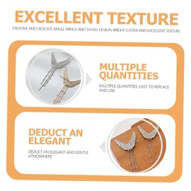 Baluue Sparkling Angel Wings Hair Clip Tassels Rhinestone Detail Fashionable Hair Barrette for Ladies