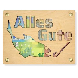 ZUKLA¬Æ Verpackung f√ºr Geldgeschenke XL 20 x 15 cm - Geschenk f√ºr Angler - Geldgeschenk Verpackung Holz - Eine Originelle Idee, Geld zu Verschenken - Geschenkgutschein - Handmade