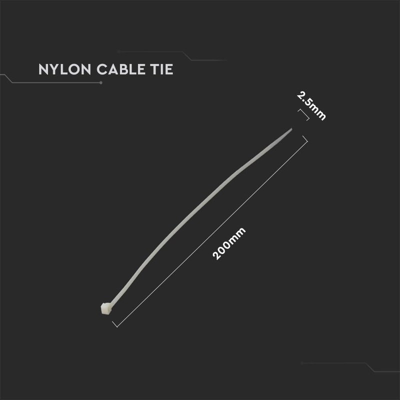 V-TAC 11163 Cable Ties 2.5 x 200 mm Nylon White