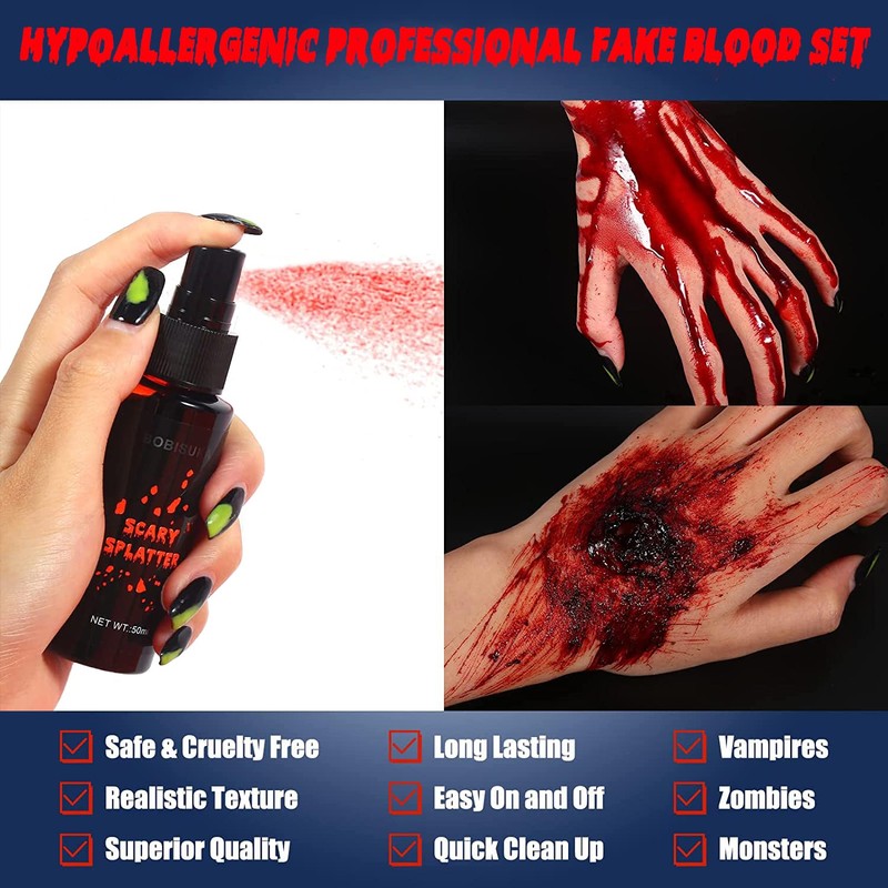 BOBISUKA Halloween Artificial Blood 3 Pieces: Blood Plasma + Artificial