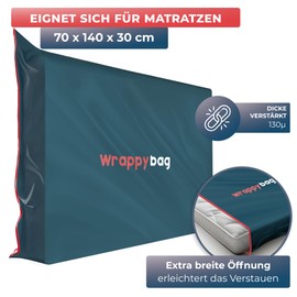 Wrappybag Opaque Plastic Mattress Cover - 5 Sizes Available - Waterproof & Tear Resistant Mattress Cover - For Moving, Storage and Transportation