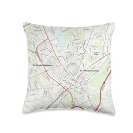 Hardin County Kentucky City Atlas Elizabethtown KY Map (2016) Throw Pillow, 16x16, Multicolor