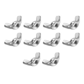 sourcing map M6 Wing Nuts, Stainless Steel 201 Fasteners Parts Hurrican Screws Hand Twist Tighten Ear Butterfly Nut, 10pcs