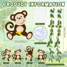 30 PCS Large Monkey Cutouts Jungle Theme Decorations Monkey Birthday Decorations Jungle Hanging Monkey Safari Classroom Decorations 12 FT Jungle Vines for Birthday Party Classroom Decorations