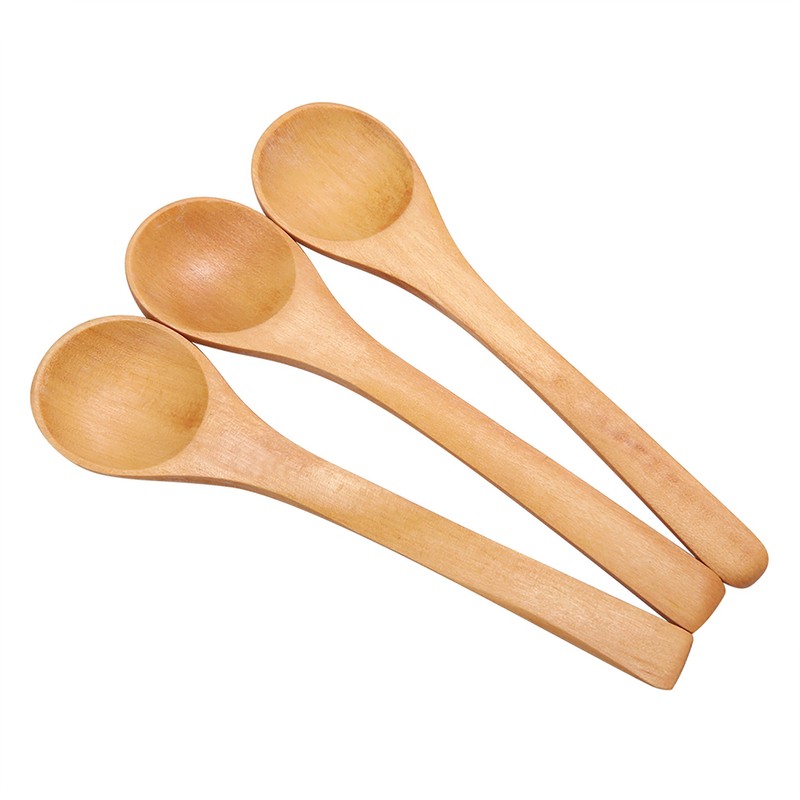 30pcs Mini Natural Wooden Children Spoon Kitchen Condiment Tool
