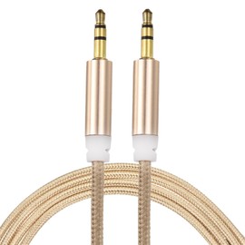 MECCANIXITY 4 Pack Aux Cable 3.5mm Male to Male Nylon Braided Cord 6.6Ft 3 Pole Stereo Sound Auxiliary Cable Gold for Earphones, Smart Phones, Home/Car Stereos, Speakers, Computers