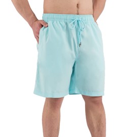 SMONTY Mens Swim Trunks Swim Shorts for Men Quick Dry Swimming Bathing Beach Suit with Lining (X-Large, Light Blue)