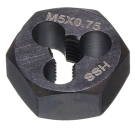 sourcing map Hex Threading Die M5 x 0.75 Metric Thread Right Hand High Speed Steel Rethreading Fixed Die Screw Cutting Tapping Repair Tool