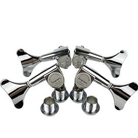 KAYNES Guitar Bass Tuners - 1:18 Ratio Chrome Silver Headstock Sealed Machine Heads Tuners Closed Tuning Key Pegs Replacement for Electric Jazz Bass or Precision (2R + 2L, Chrome)