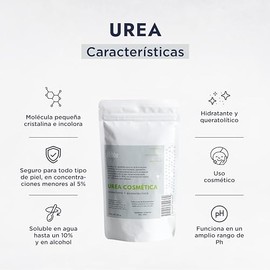 HEBBE - Urea 250 g | Antiestático | Regulador de pH | Agente de cuidado de la piel | Hidratante | Humectante | Exfoliante | Contenido: 250 g