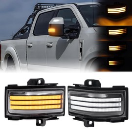 Aexploer Aexploer Side Tow Mirror Turn Signal LED Lights Compatible with F150 F250 F350 F450 2015-2022 White Daytime Running &Yellow Dynmaic Sequential Blink Turn Marker Lamp (Clear Len)