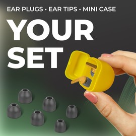 Peace&Quiet Earplugs for Sleeping - Noise Cancelling Reusable Earplugs - Hearing Protection of 28 Db - 3 Ear Tips in S/M/L Includes Case to Go Ear Plugs Yellow
