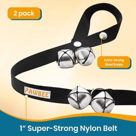PAWBEE Dog Bell for Door Potty Training - Set of 2 Adjustable Dog Doorbell Puppy Training - 7 Extra-Loud Potty Jingle Dog Bells - Dog Door Bell for Large and Small Dogs - Extra-Strong Strap Dog Bells