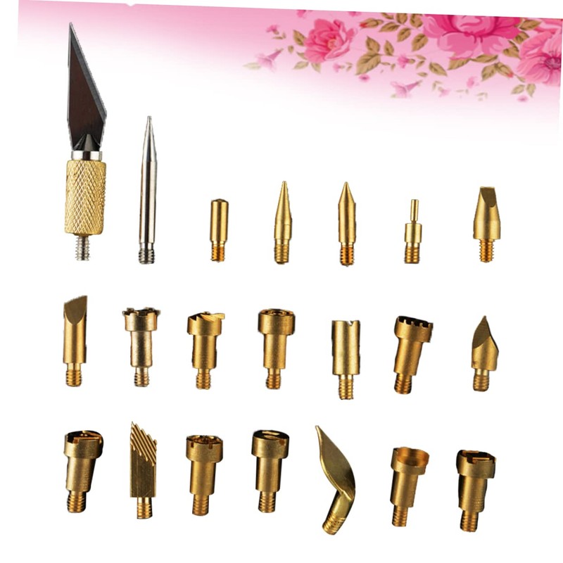 OSALADI 22PCS Copper Soldering Iron Tips Set for Pyrography Leather