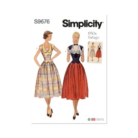 Simplicity SS9676H5 Misses' Vintage Two-Piece Dresses H5 (6-8-10-12-14)