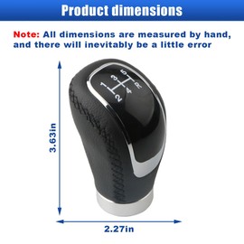 5 Speed Shift Knob, Manual Gear Shifter Knob, Leather Automotive Gear Stick Shifting Handle, Car Manual Driving Transmissions Fit Most Cars (Black/Red)