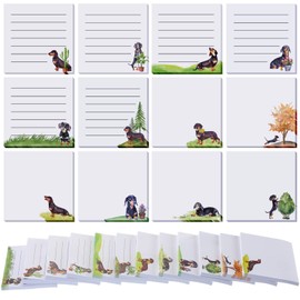12 Pack Dog Cat Notepad Small to Do List Sticky Notes Funny Cute Note Pads Dog Sticky Notes Puppy Cat Theme Self Stick Note Pads Memo Pads for Office School Supplies, 600 Sheets in Total (Dachshund)