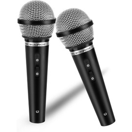 JAONLD Fake Microphone, 2 Pcs Microphone Prop Kids Toy Microphone Portable Plastic Microphone Model Handheld Karaoke Equipment for Birthday Party Favors Pretend Play Costume Prop