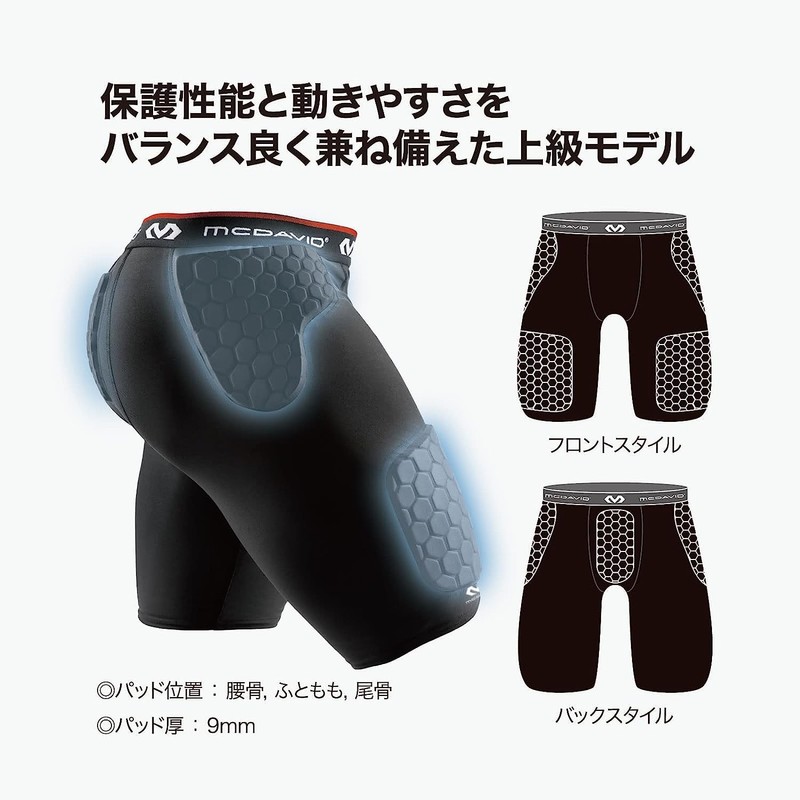 McDavid M737 HEX Compression Shorts with Inner Pad (Waistbone, Coccyx,