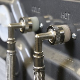 Eastman 48377 Braided Stainless Steel Washing Machine Hose with 90-Degree Elbow, 5 ft, 1-Pair