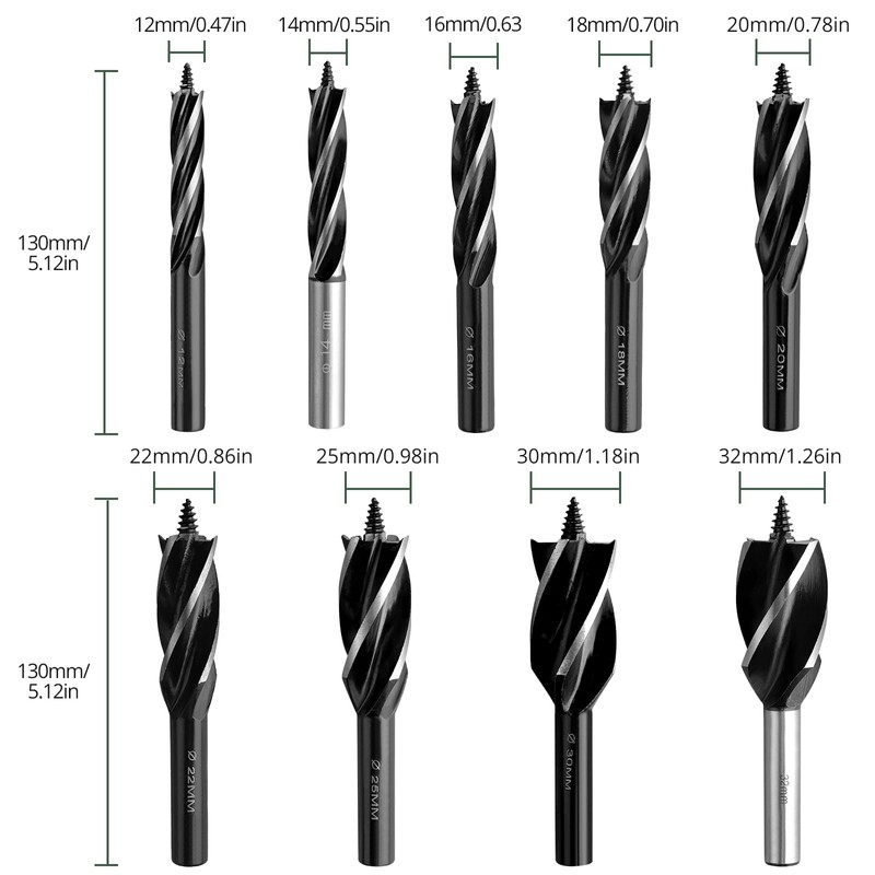 CRLITSIY Wood Drill Bit Set with Impact Wrench Adapter, Hexagonal