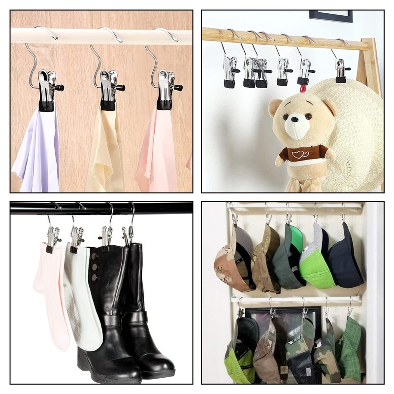 FuninCrea Stainless Steel Laundry Hooks Clip, 5pcs Anti-slip Boot Laundry