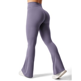 YEOREO Flare Leggings for Women Lynnie Bell Bottom Yoga Pants High Waisted Tummy Control Bootcut Workout Leggings Dark Purple M