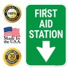 First Aid Station with Down Arrow Sign, 12x18 Inches, 55