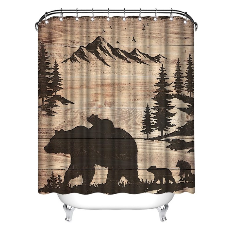 Artmyharbor Rustic Bear Family Shower Curtain