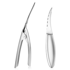 2Pcs Shrimp Deveiner Tool and Peeler Set, Multifunctional Shrimp Deveining Tool Stainless Steel Shrimps Peeler Portable Oyster Shucking Cleaning Tools for Kitchen