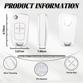 TOOMUME Key Cover TPU Car Key Case Fits Vauxhall Astra Antara Agila Corsa Cascada Insignia Mokka Meriva Tigra Vectra Zafira Key Cover Protection Key Case - Flip Key