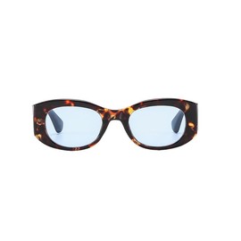 Long Keeper Trendy Oval Sunglasses Womens 90s Thick Frame Round Sunglasses Irregular Cat Eye Shade Travel Eyewear UV400 (LeopardBlue)