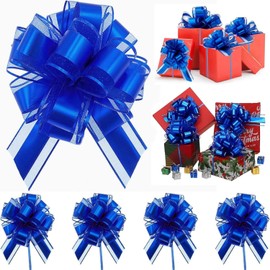Pack of 5 Large Gift Bow, Gift Bow, Large Bow Giant Bow Gift, Large Pull Bow for Car Decoration, Wedding, New Houses Party, Celebration, Gift Bow, Bags, Blue