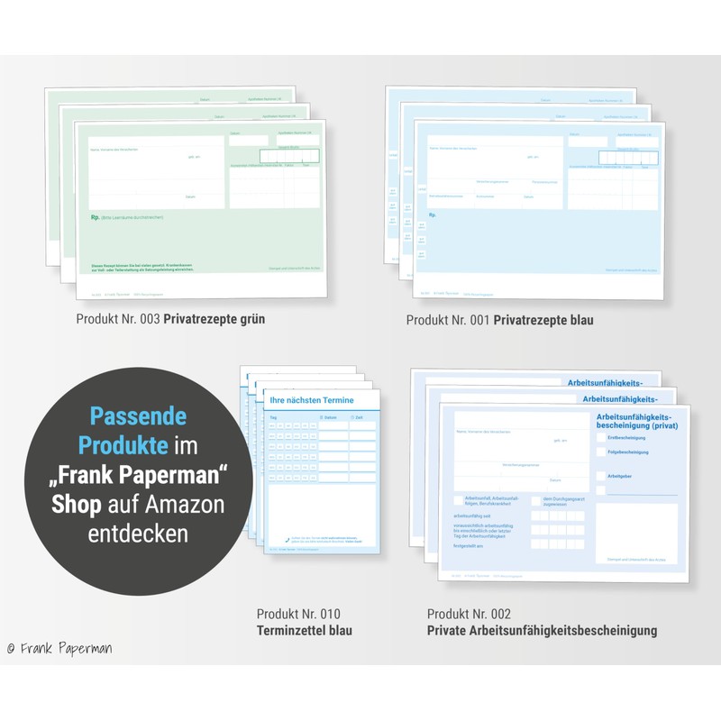 Frank Paperman® 150 x medical certificates, 3 x pads of
