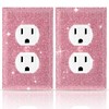 ElevateTech Glitter Light Switch Covers, 2 Pcs Shiny Pink Rhinestones