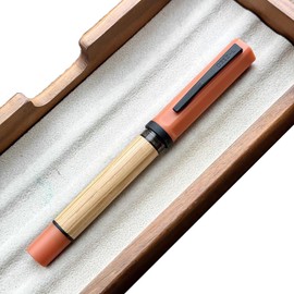Jinhao 58 Wooden Fountain Pen Black Clip,Fine Nib Ink Pen with Refillable Ink Converter Smooth Writing Instrument (Morandi Orange)