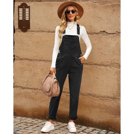 luvamia Corduroy Overalls for Women Adjustable Straps Fashion Bib Black Overall Overall Pants For Women Black Dungarees For Women Size Medium Fits Size 8 / Size 10