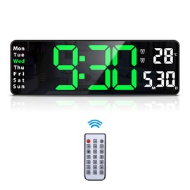 Newest AMIR 13'' Digital Wall Clock with Remote Control, Large Display Alarm Clock with Big Digits, Auto-Dimming, Timer, DST, Silent Big Desk Clock for Living Room Gym