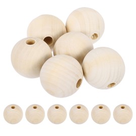 MECCANIXITY 12Pcs 35mm Wood Beads, Unfinished Wooden Natural Beads Round Wood Spacer Beads for Bracelets Hair Jewelry Making DIY Crafts Garland Macrame Home Decor