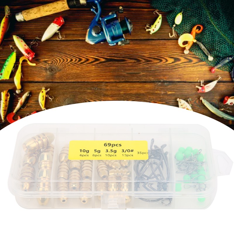 Fishing Accessories Kit Fish Gears with Threaded Bullet Weights Crank