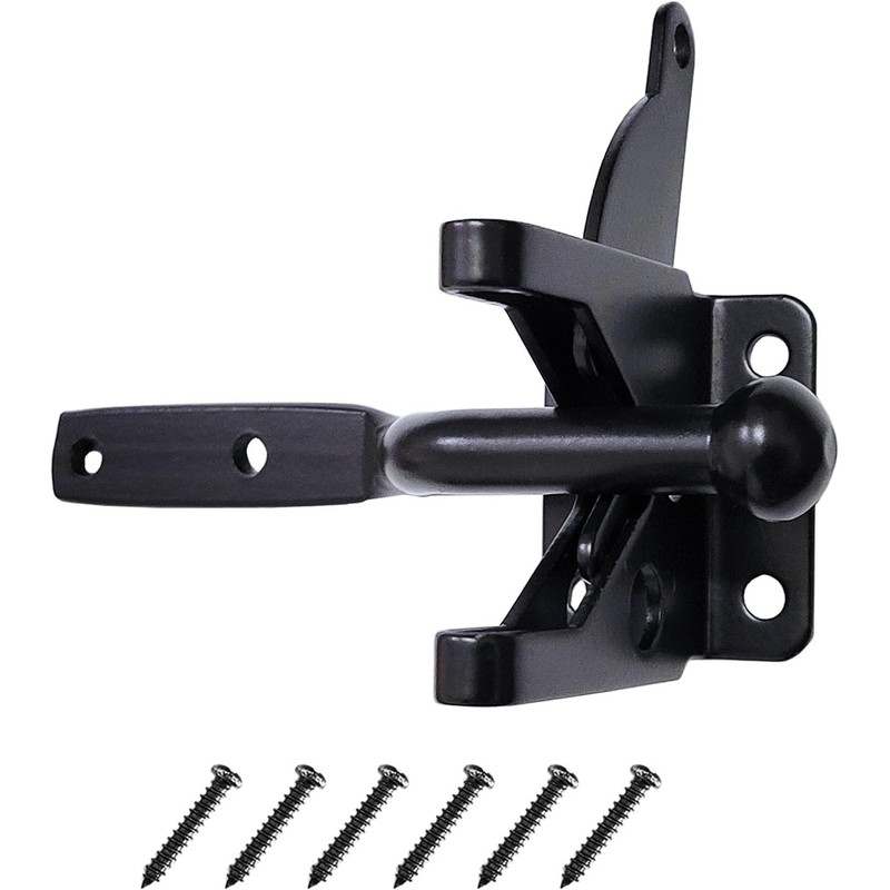 Pair of Black Self Locking Gate Latch Automatic Gravity Lever